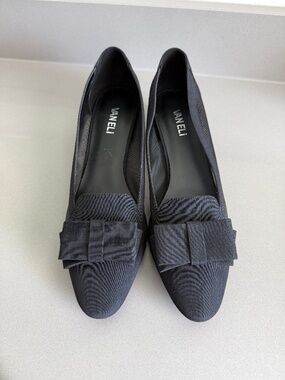Vaneli Black Mesh & Satin Bow Low Heel Dress Pumps Size 10M